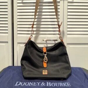 Dooney & Bourke Large Black Nylon And Leather Hobo Crossbody